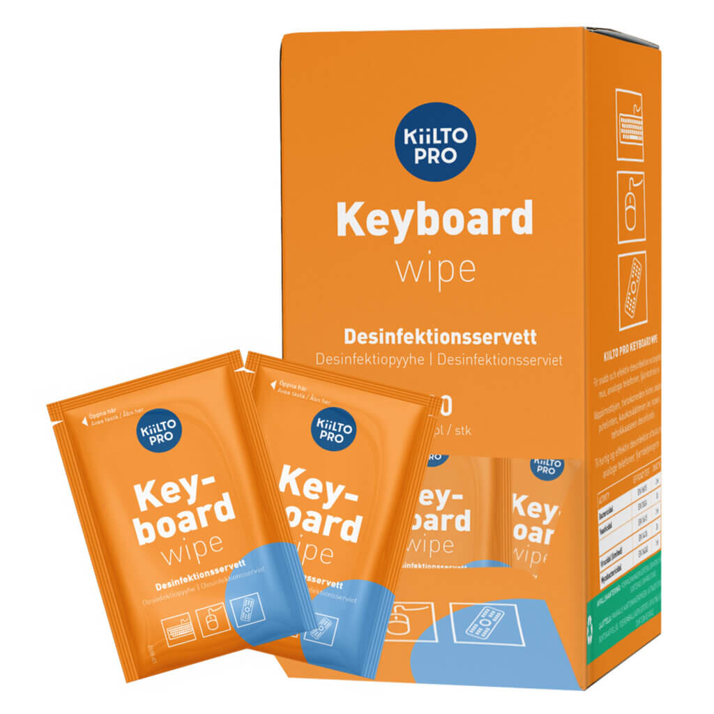 Kiilto Pro Keyboard Wipes chusteczki dezynfekujące do klawiatury, 80 szt.