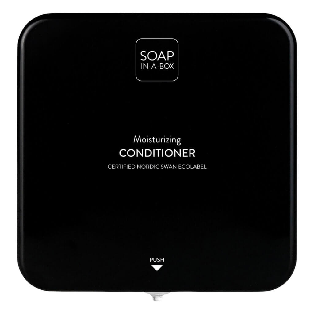 Soap-In-A-Box dozator de balsam de păr lucios negru, față