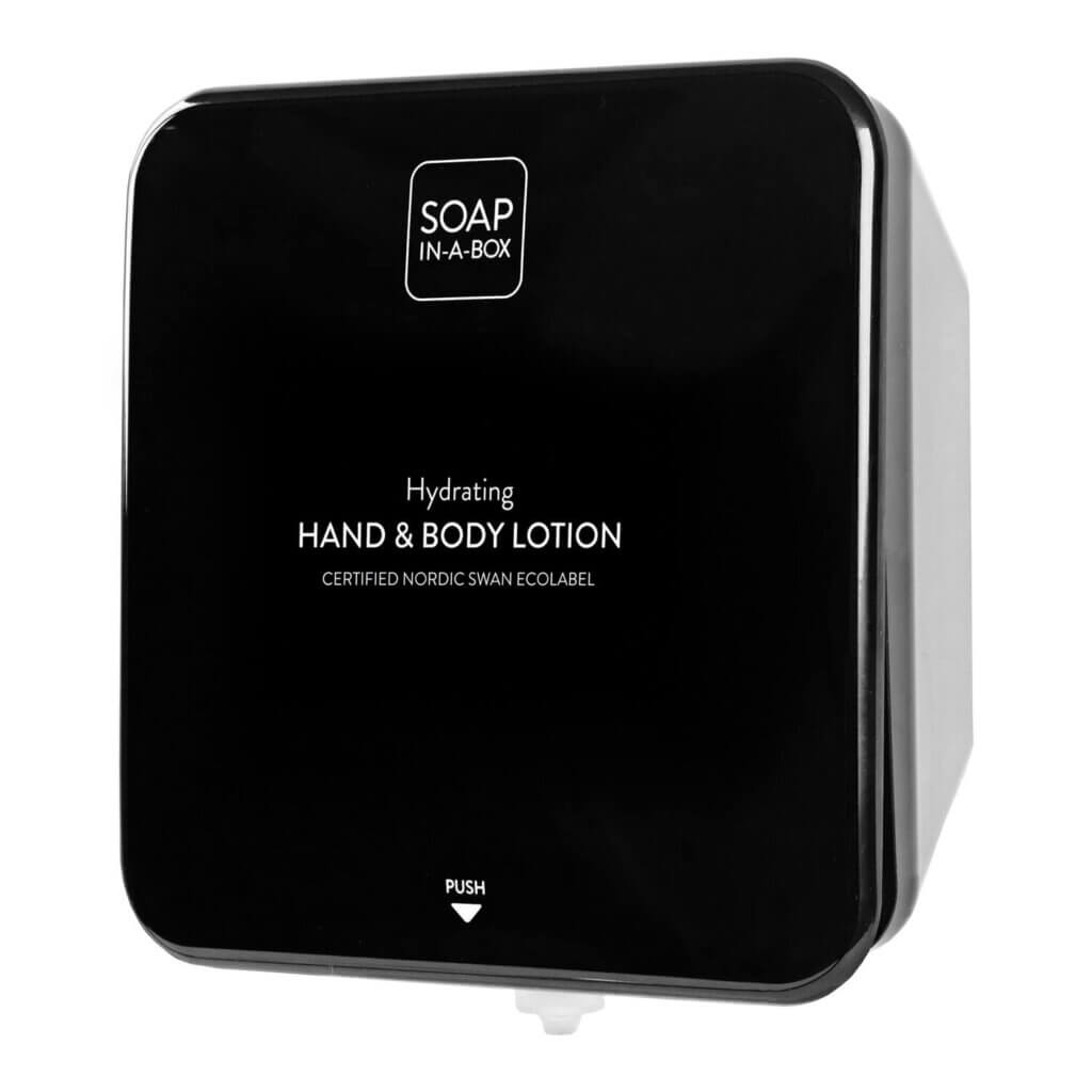 Soap-In-A-Box dispenser per la cura delle mani e del corpo nero lucido