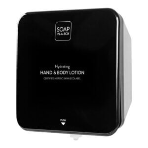 Soap-In-A-Box fényes fekete kéz- és testápoló adagoló