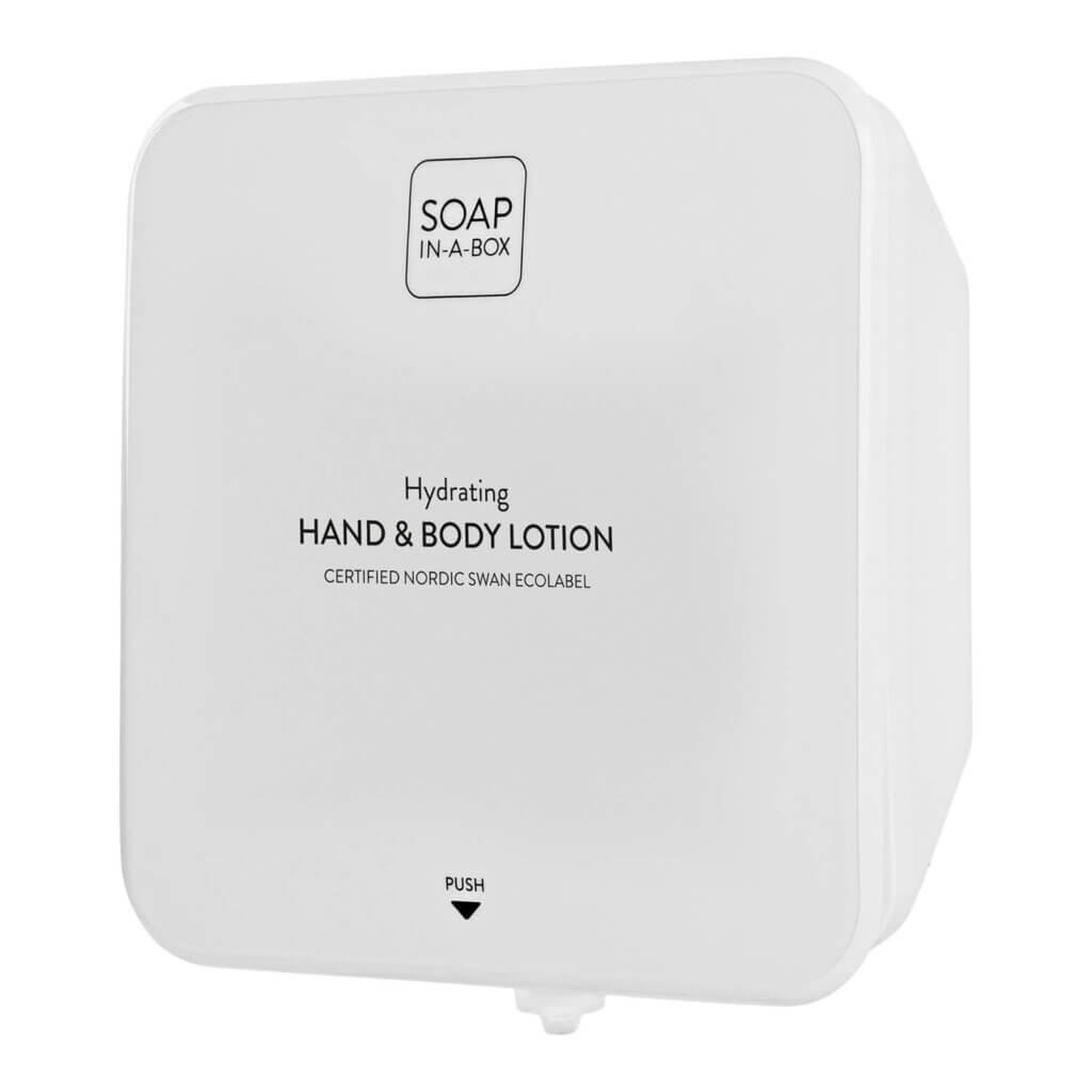Soap-In-A-Box γυαλιστερός λευκός διανομέας χεριών και σώματος