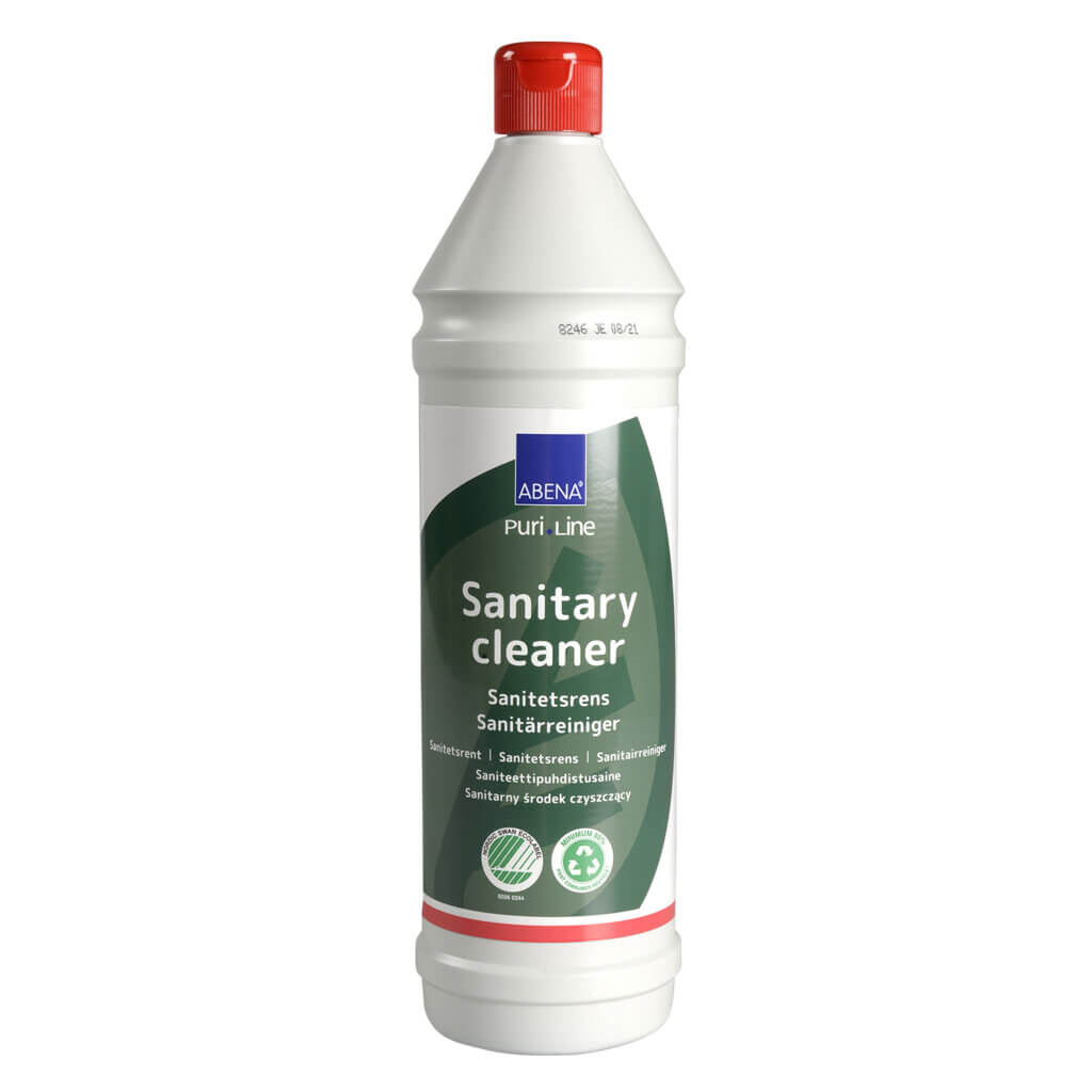 Abena Puri-Line acidic pH sanitary cleaner, with color and fragrance, 1000 ml bottle